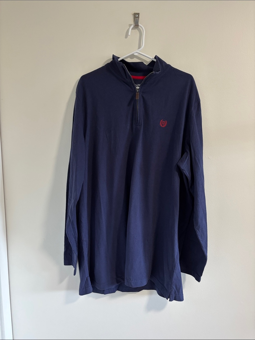 Chaps NWT Navy Quarter-Zip Pullover with Red Crest Size XLT